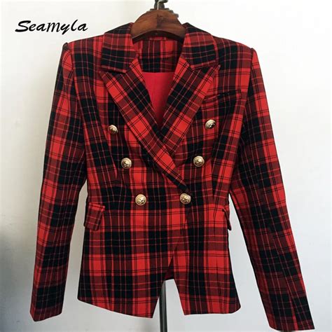 gucci red plaid jacket peacot|Gucci blazers for women.